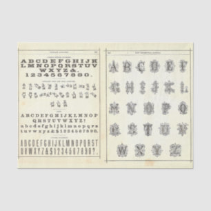 Vintage Alphabet Typography Decoupage Collage Tissue Paper