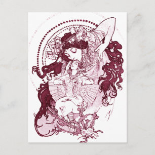 Vintage Alphonose Mucha Art Postcard