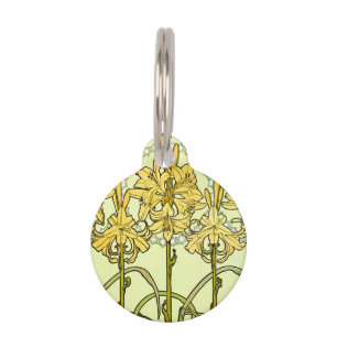 Vintage Alphonse Mucha Art Nouveau Lily Pattern Pet Tag
