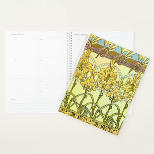 Vintage Alphonse Mucha Art Nouveau Lily Pattern Planner