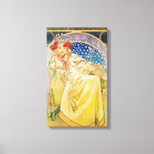 Vintage Alphonse Mucha Artwork Canvas Print (Front)