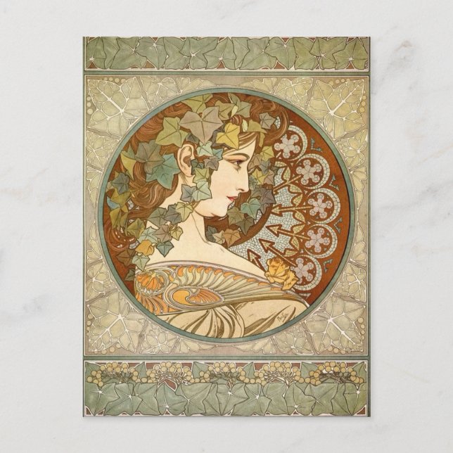 Vintage Alphonse Mucha Ivy GalleryHD Postcard (Front)