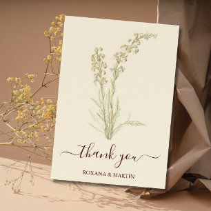 Vintage Alpine Fernleaf Watercolor Thank You Card