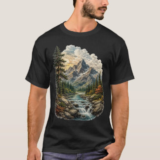 Vintage Alpine Wilderness Mountain Landscape T-Shirt