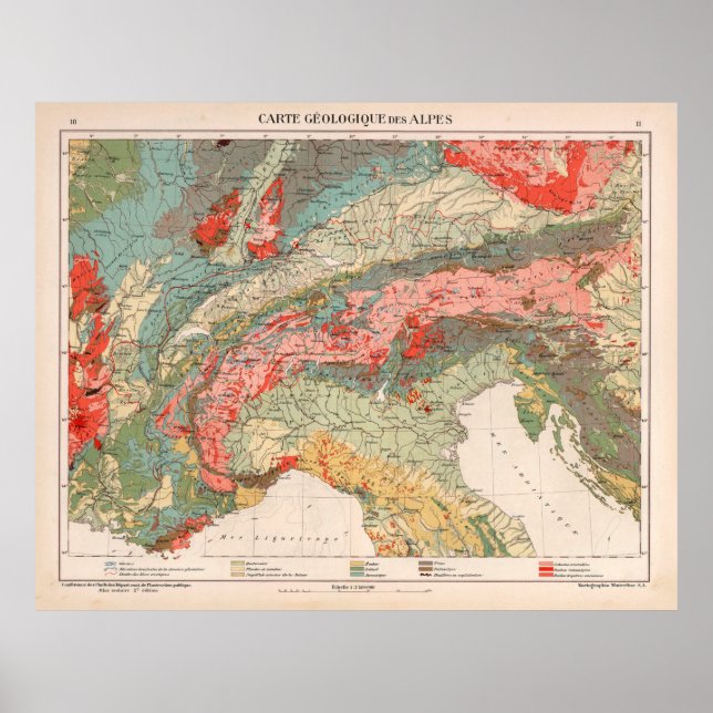 Vintage Alps Geology Map (1921)  Poster (Front)