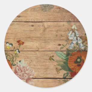 vintage altered art classic round sticker