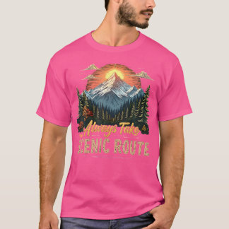 Vintage Always Take The Scenic Route Mountain Camp T-Shirt