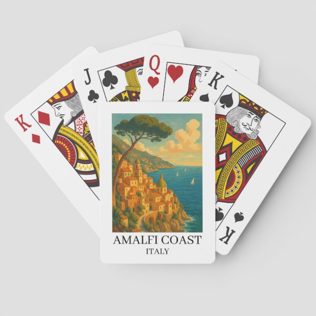 Vintage Amalfi Coast Italy Illustration Playing Cards (Back)