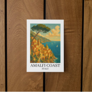 Vintage Amalfi Coast Italy Illustration Postcard