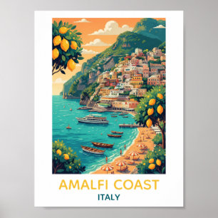 Vintage Amalfi Coast Lemon Orchard Italy Travel Poster