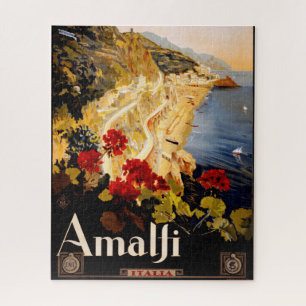 Vintage Amalfi Italia Travel Graphic Poster Art Jigsaw Puzzle