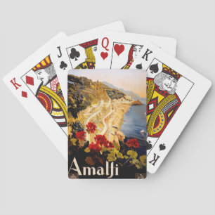 Vintage Amalfi Italia Travel Graphic Poster Art Playing Cards
