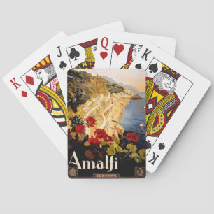 Vintage Amalfi Italia Travel Graphic Poster Art Playing Cards