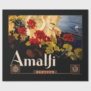 Vintage Amalfi Italia Travel Graphic Poster Art Wrapping Paper