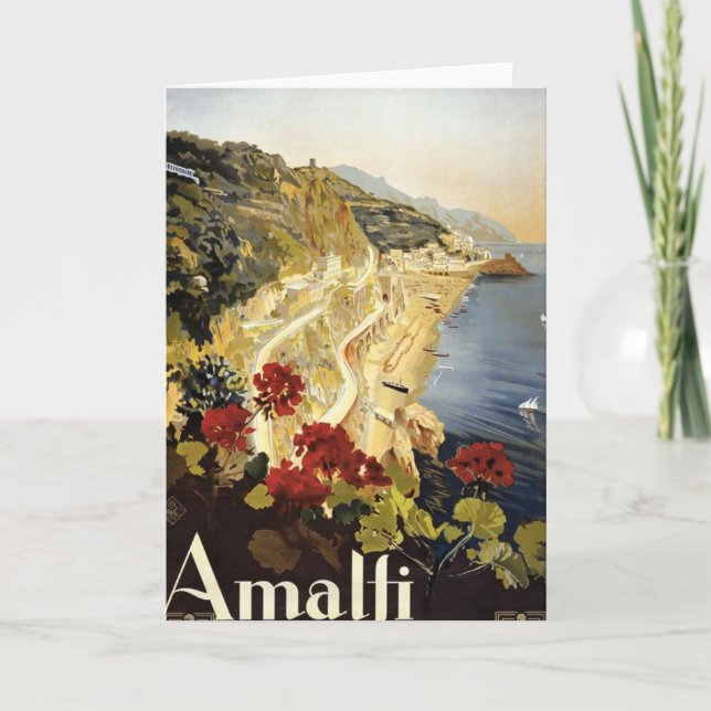 Vintage Amalfi Italy European Travel Advertisement Card (Front)