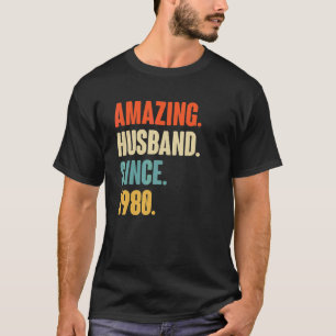 Vintage Amazing Husband Since 1980 42 Wedding Aniv T-Shirt