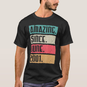 Vintage Amazing Since June 2001 Happy Birthday 21 T-Shirt