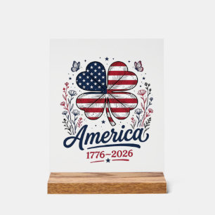 Vintage America 1776 2026 Patriotic Clover Shirt_1 Acrylic Sign