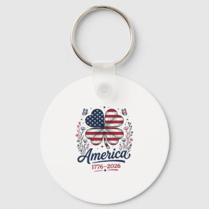 Vintage America 1776 2026 Patriotic Clover Shirt_1 Key Ring