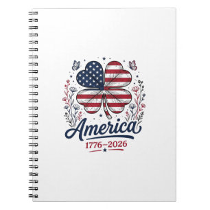 Vintage America 1776 2026 Patriotic Clover Shirt_1 Notebook