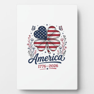 Vintage America 1776 2026 Patriotic Clover Shirt_1 Plaque