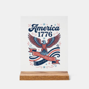 Vintage America 1776 Eagle Patriotic Shirt Design_ Acrylic Sign