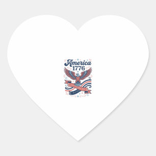 Vintage America 1776 Eagle Patriotic Shirt Design_ Heart Sticker