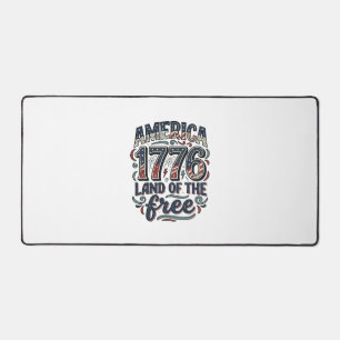 Vintage America 1776 Land of the Free Shirt Design Desk Mat