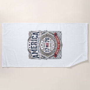 Vintage America 1776 Patriotic Liberty Beach Towel