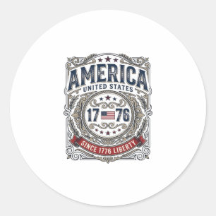 Vintage America 1776 Patriotic Liberty Classic Round Sticker
