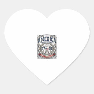 Vintage America 1776 Patriotic Liberty Heart Sticker