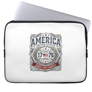 Vintage America 1776 Patriotic Liberty Laptop Sleeve