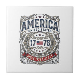 Vintage America 1776 Patriotic Liberty Tile