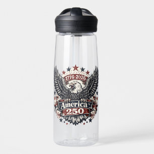 Vintage America 250 Bald Eagle 1776-2026 Patriotic Water Bottle