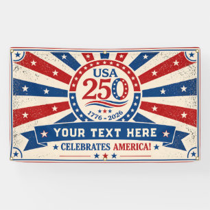 Vintage America 250 Banner Patriotic USA Party 