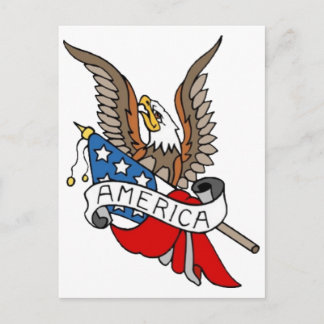 Vintage America Eagle Tattoo Art Postcard