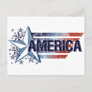 Vintage America Flag with Star – Memorial Day Postcard