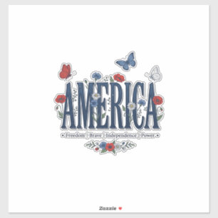 Vintage America Floral Butterfly Patriotic Shirt_1