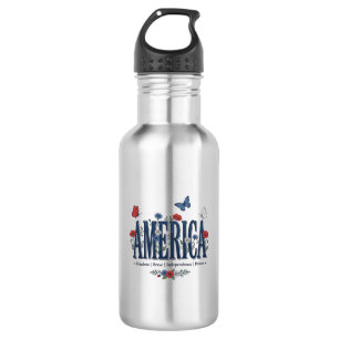 Vintage America Floral Butterfly Patriotic Shirt_1 532 Ml Water Bottle