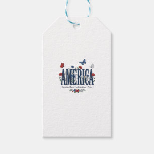 Vintage America Floral Butterfly Patriotic Shirt_1 Gift Tags
