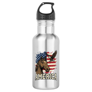 Vintage America Horse Eagle Patriotic Vector Desig 532 Ml Water Bottle