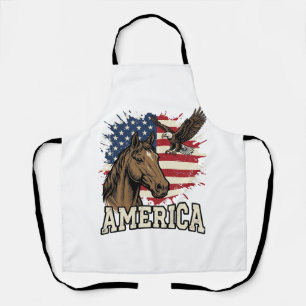 Vintage America Horse Eagle Patriotic Vector Desig Apron