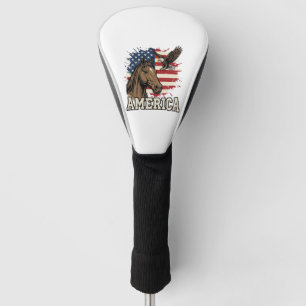 Vintage America Horse Eagle Patriotic Vector Desig Golf Head Cover