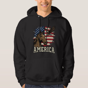 Vintage America Horse Eagle Patriotic Vector Desig Hoodie
