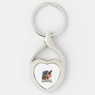Vintage America Horse Eagle Patriotic Vector Desig Key Ring