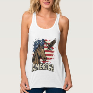 Vintage America Horse Eagle Patriotic Vector Desig Singlet