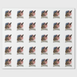 Vintage America Horse Eagle Patriotic Vector Desig Wrapping Paper