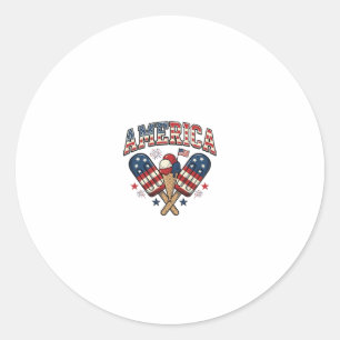 Vintage America Ice Cream Patriotic Shirt Design_1 Classic Round Sticker