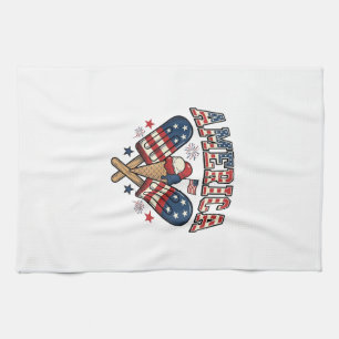 Vintage America Ice Cream Patriotic Shirt Design_1 Tea Towel