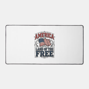 Vintage America Land Of The Free Patriotic Shirt ( Desk Mat